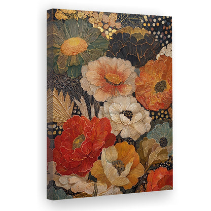 Abstract Botanical Print, Earthy Wildflower Art, Boho Home Decor, Wildflowers Painting, Canvas Print, Canvas Decor
