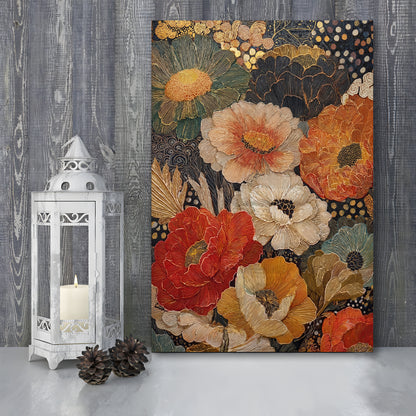 Abstract Botanical Print, Earthy Wildflower Art, Boho Home Decor, Wildflowers Painting, Canvas Print, Canvas Decor