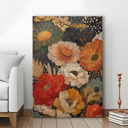 Abstract Botanical Print, Earthy Wildflower Art, Boho Home Decor, Wildflowers Painting, Canvas Print, Canvas Decor
