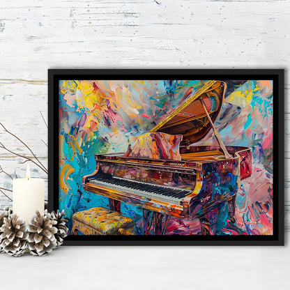 Abstract Grand Piano Canvas Print, Piano Bar Wall Decor, Piano Painting Art, Framed Cavas Print, Floating Frame