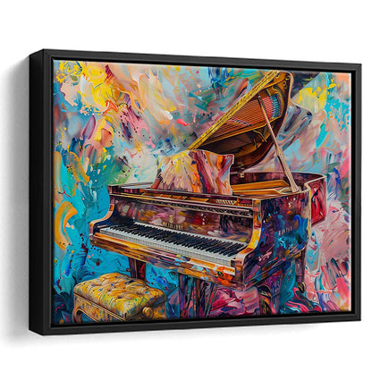 Abstract Grand Piano Canvas Print, Piano Bar Wall Decor, Piano Painting Art, Framed Cavas Print, Floating Frame