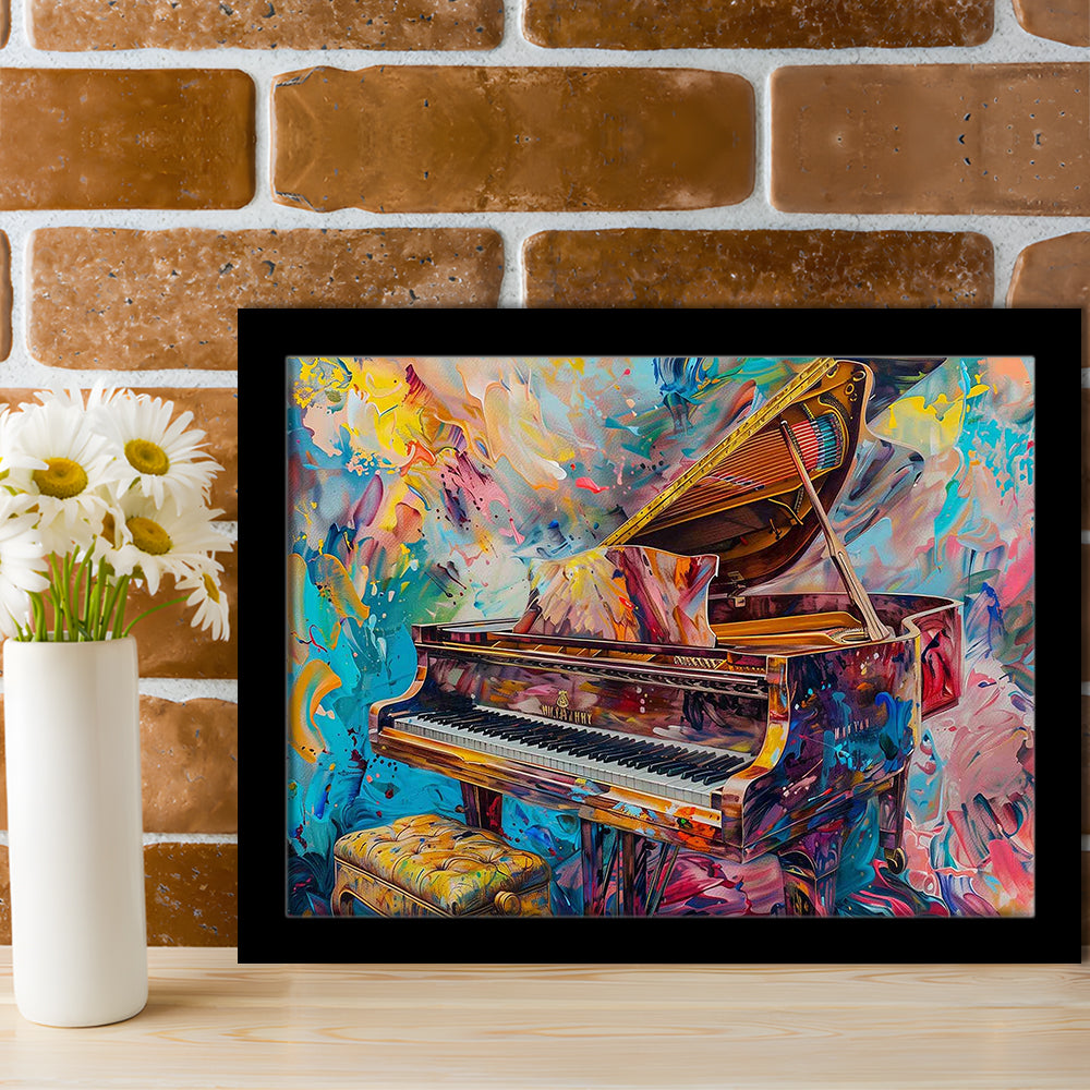 Abstract Grand Piano Art Prints, Piano Bar Wall Decor, Piano Painting Wall Ar, Framed Art Print, Picture Framed