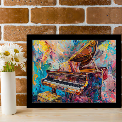 Abstract Grand Piano Art Prints, Piano Bar Wall Decor, Piano Painting Wall Ar, Framed Art Print, Picture Framed