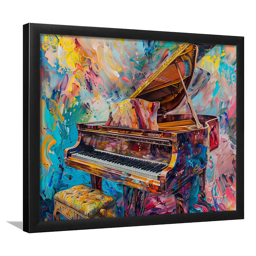 Abstract Grand Piano Art Prints, Piano Bar Wall Decor, Piano Painting Wall Ar, Framed Art Print, Picture Framed