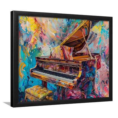 Abstract Grand Piano Art Prints, Piano Bar Wall Decor, Piano Painting Wall Ar, Framed Art Print, Picture Framed