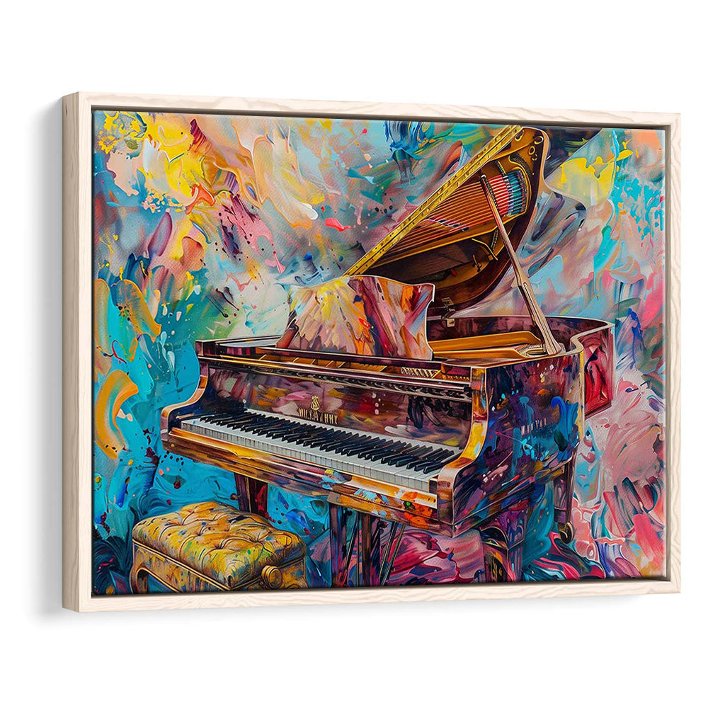 Abstract Grand Piano Canvas Print, Piano Bar Wall Decor, Piano Painting Art, Framed Cavas Print, Floating Frame