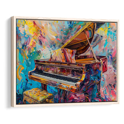 Abstract Grand Piano Canvas Print, Piano Bar Wall Decor, Piano Painting Art, Framed Cavas Print, Floating Frame