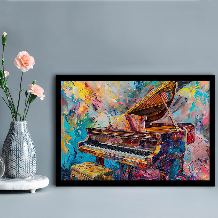 Abstract Grand Piano Art Prints, Piano Bar Wall Decor, Piano Painting Wall Ar, Framed Art Print, Picture Framed