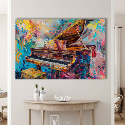 Abstract Grand Piano Canvas Print, Piano Bar Wall Decor, Piano Painting Wall Ar, Cavas Print Wall Art Hom Decor
