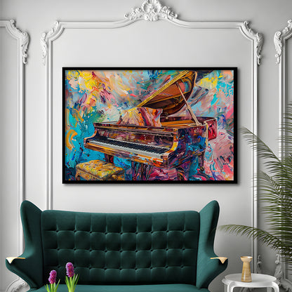 Abstract Grand Piano Art Prints, Piano Bar Wall Decor, Piano Painting Wall Ar, Framed Art Print, Picture Framed