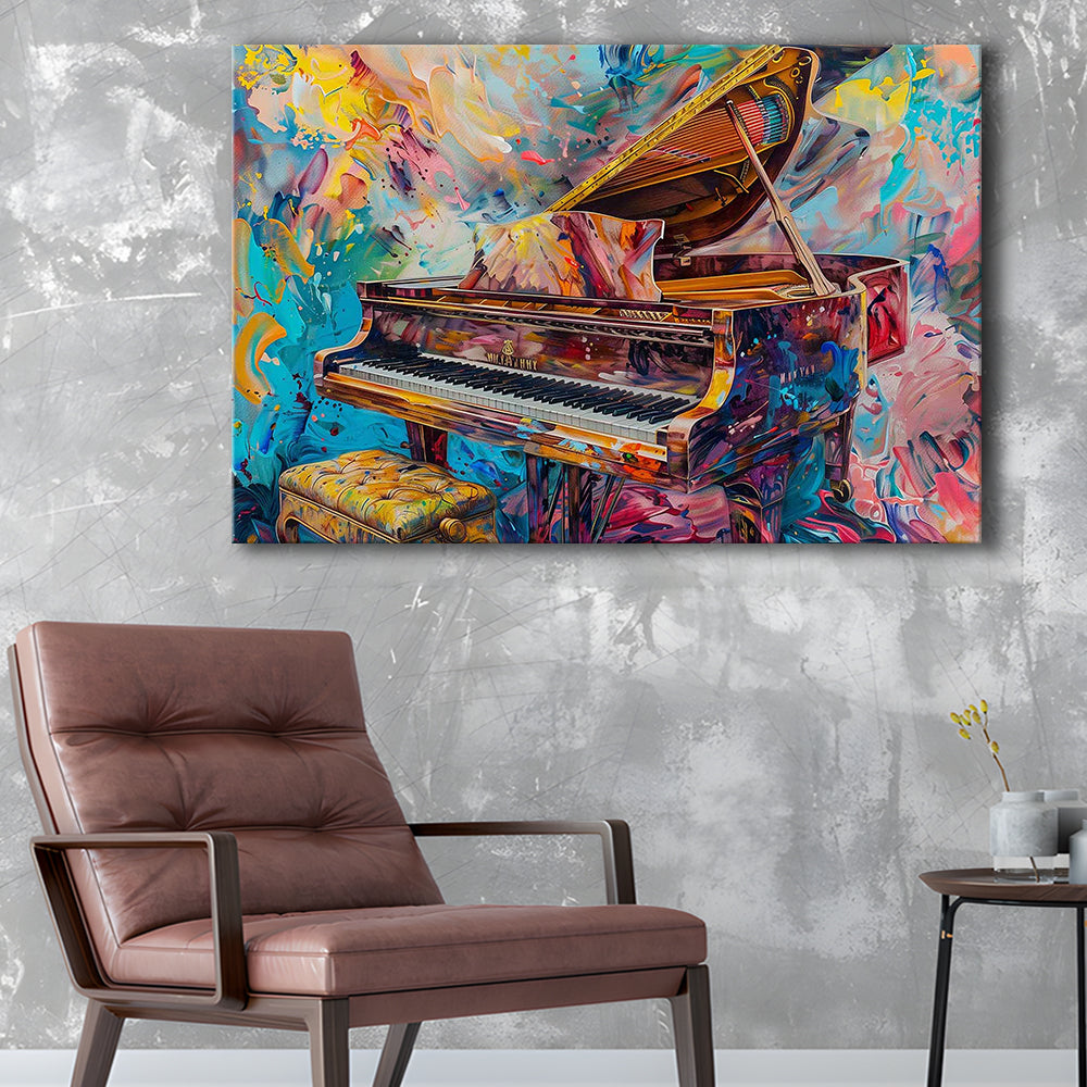 Abstract Grand Piano Canvas Print, Piano Bar Wall Decor, Piano Painting Wall Ar, Cavas Print Wall Art Hom Decor