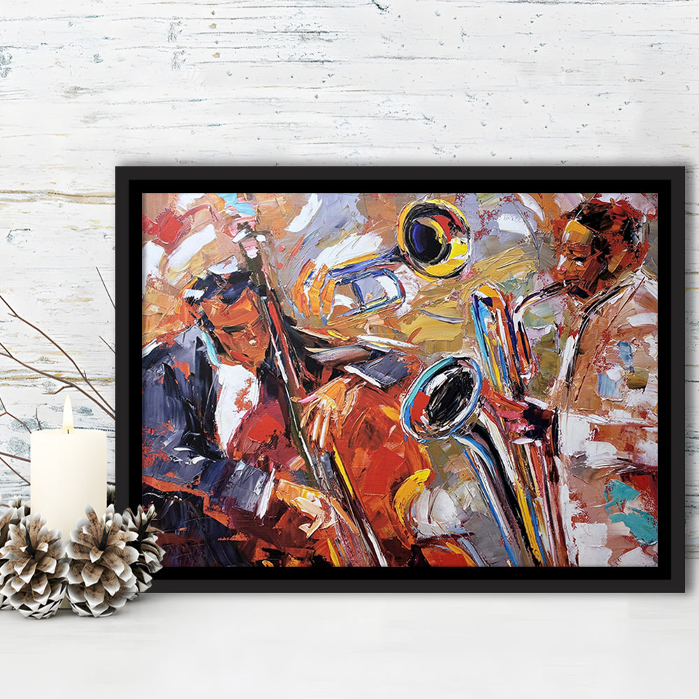 Abstract Jazz Art, Jazz Painting, Music Wall Art, Framed Canvas Print, Painting Art, Floating Framed Canvas Wall Art