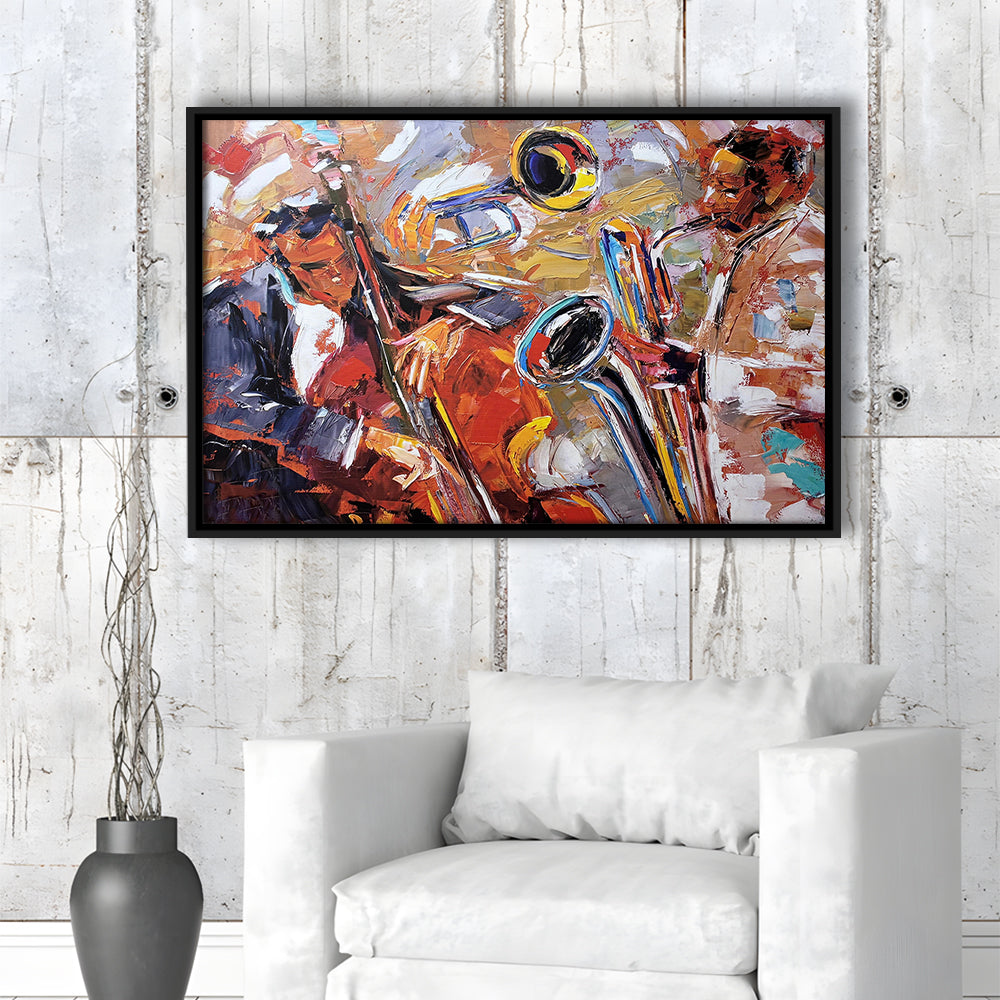 Abstract Jazz Art, Jazz Painting, Music Wall Art, Framed Canvas Print, Painting Art, Floating Framed Canvas Wall Art