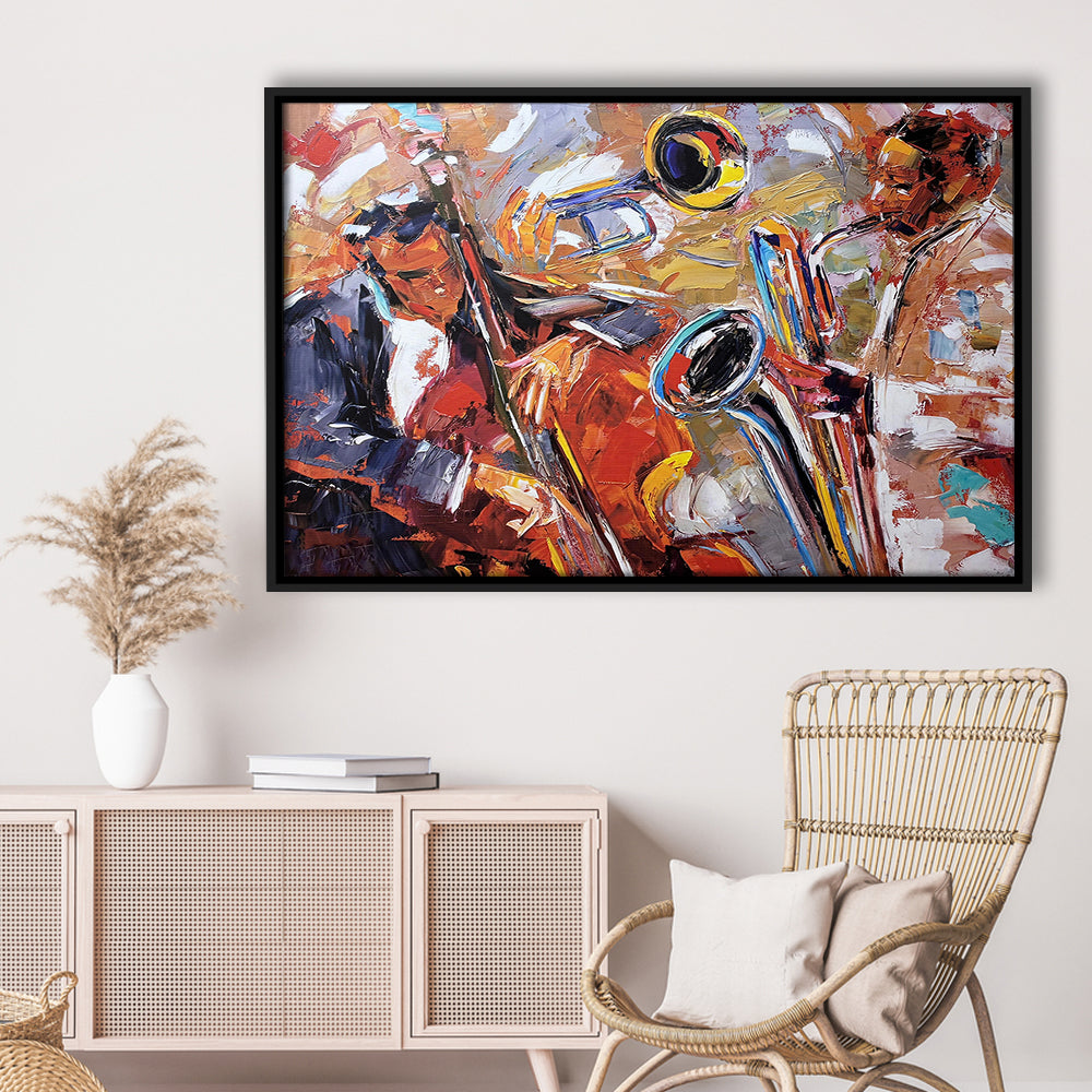 Abstract Jazz Art, Jazz Painting, Music Wall Art, Framed Canvas Print, Painting Art, Floating Framed Canvas Wall Art