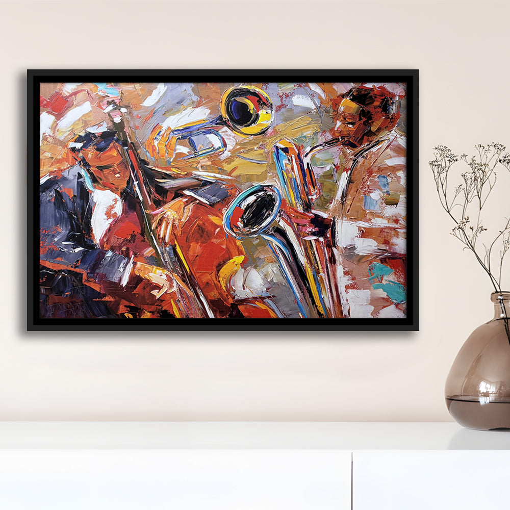 Abstract Jazz Art, Jazz Painting, Music Wall Art, Framed Canvas Print, Painting Art, Floating Framed Canvas Wall Art