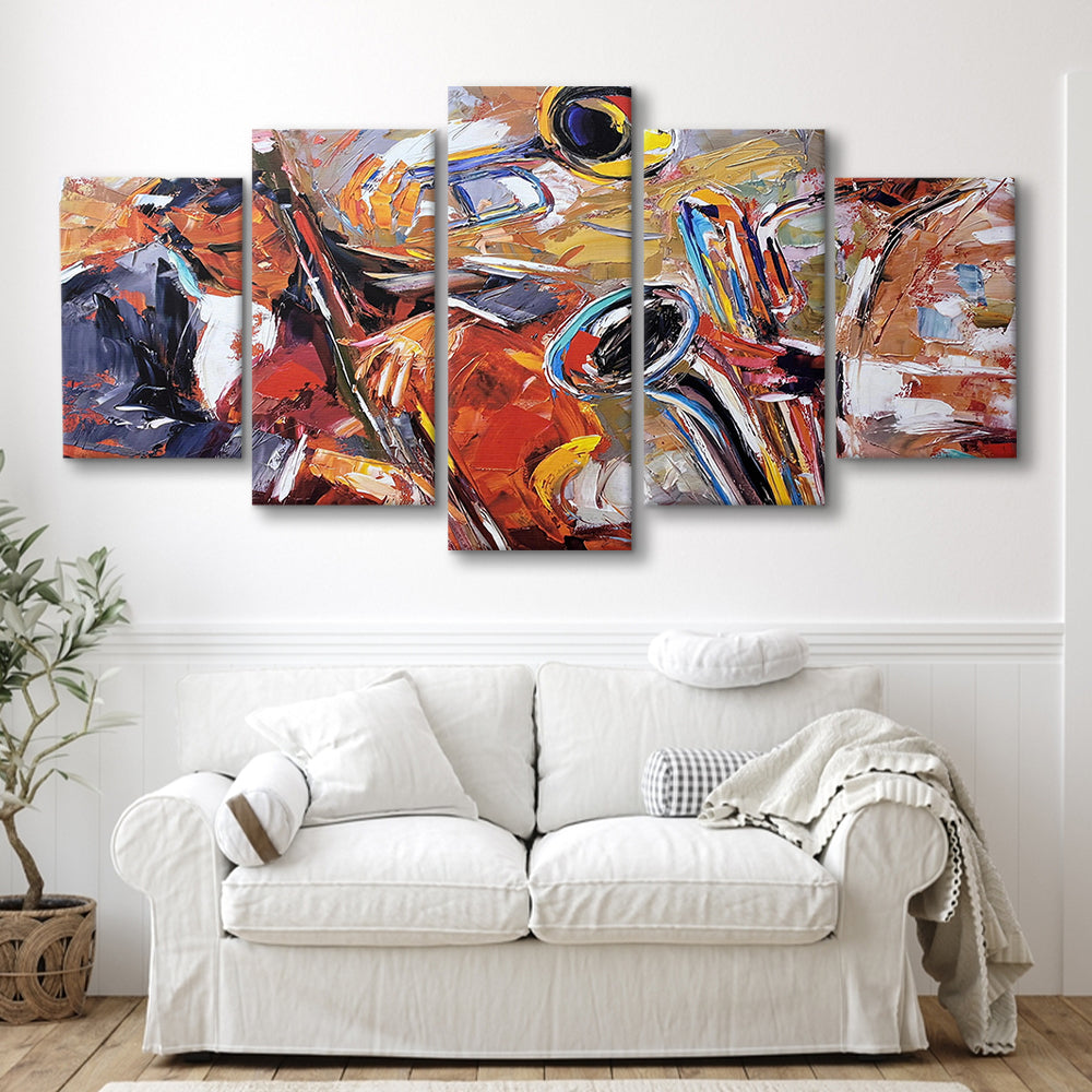 Abstract Jazz Art, Jazz Painting, Music Wall Art, Canvas Art Decor Print, Painting Art, Mixed Panels Canvas Print Wall Art