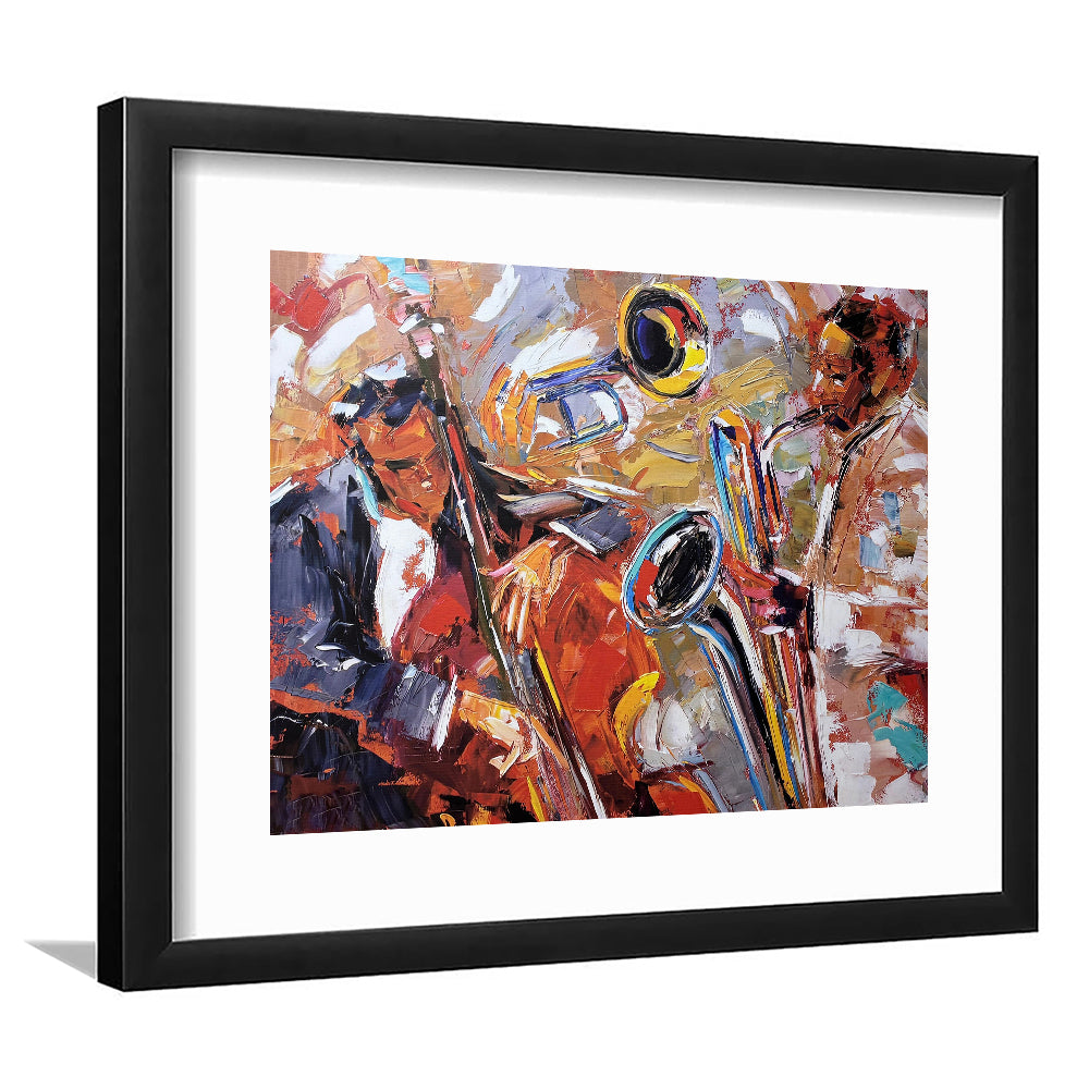Abstract Jazz Art, Jazz Painting, Music Wall Art, Framed  Print, Painting Art, Framed Art Print White Border Wall Decor