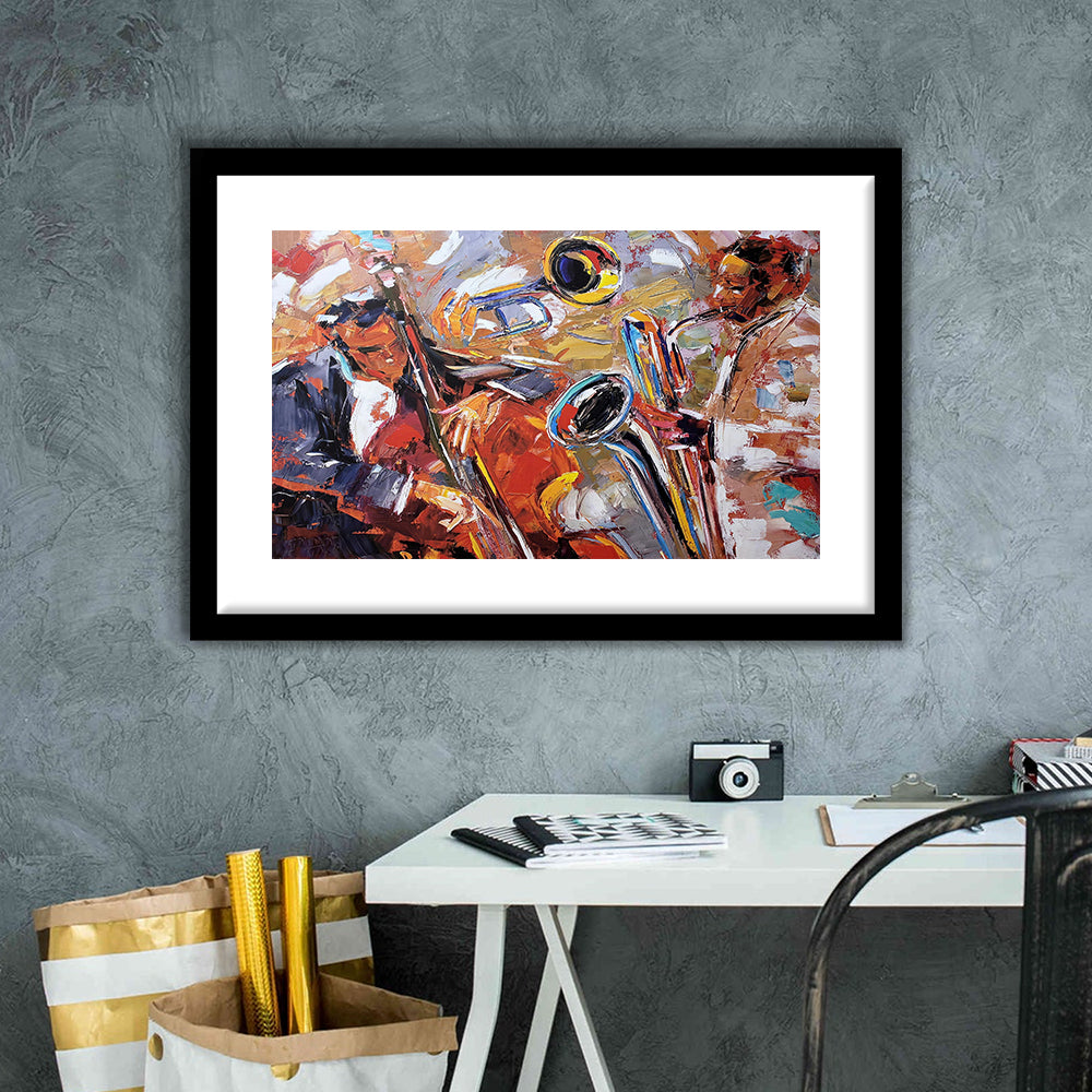 Abstract Jazz Art, Jazz Painting, Music Wall Art, Framed  Print, Painting Art, Framed Art Print White Border Wall Decor