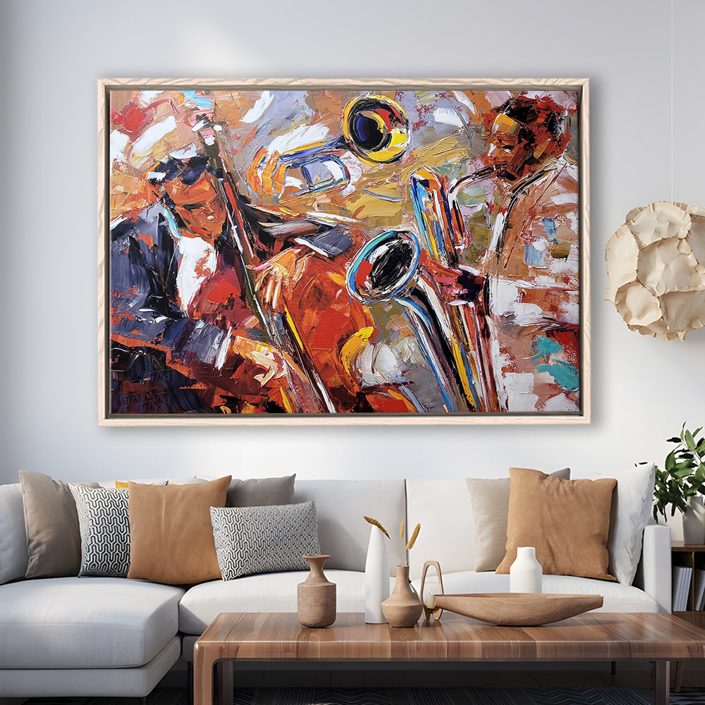 Abstract Jazz Art, Jazz Painting, Music Wall Art, Framed Canvas Print, Painting Art, Floating Framed Canvas Wall Art