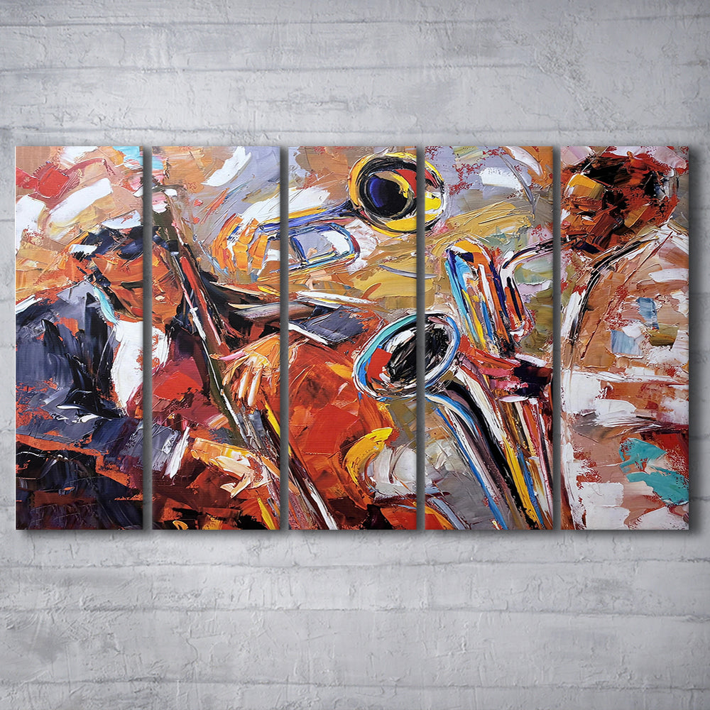 Abstract Jazz Art, Jazz Painting, Music Wall Art, Canvas Art Print, Painting Art, Multi Panels Canvas Print Wall Art