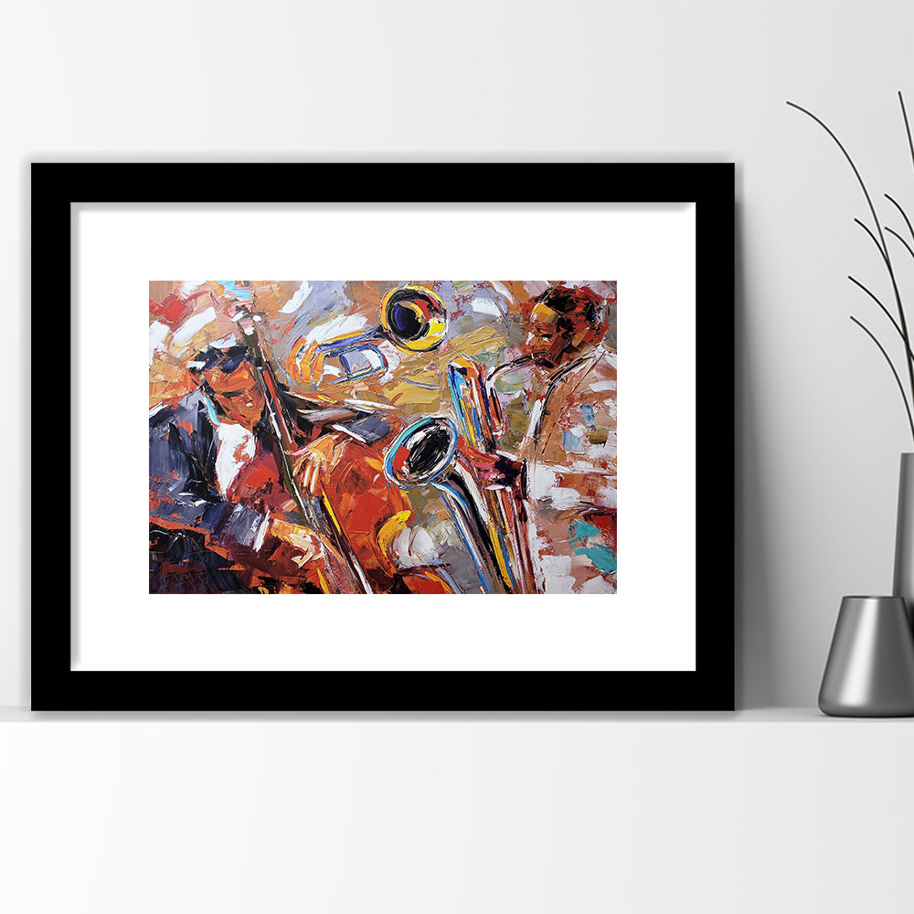 Abstract Jazz Art, Jazz Painting, Music Wall Art, Framed  Print, Painting Art, Framed Art Print White Border Wall Decor