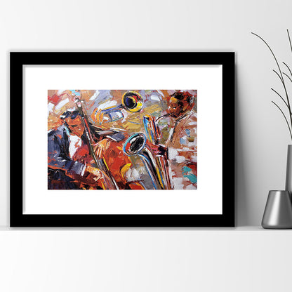Abstract Jazz Art, Jazz Painting, Music Wall Art, Framed  Print, Painting Art, Framed Art Print White Border Wall Decor