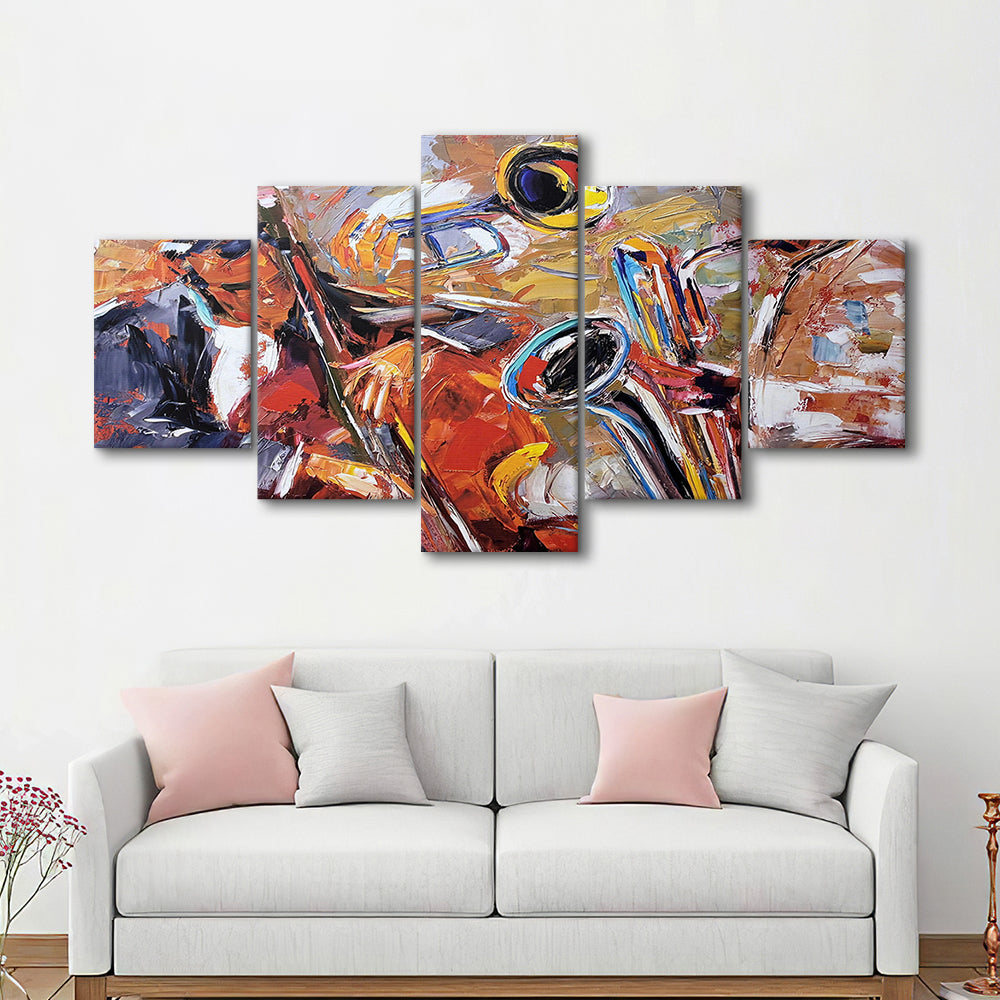 Abstract Jazz Art, Jazz Painting, Music Wall Art, Canvas Art Decor Print, Painting Art, Mixed Panels Canvas Print Wall Art