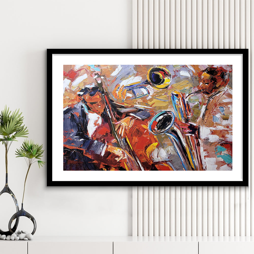 Abstract Jazz Art, Jazz Painting, Music Wall Art, Framed  Print, Painting Art, Framed Art Print White Border Wall Decor
