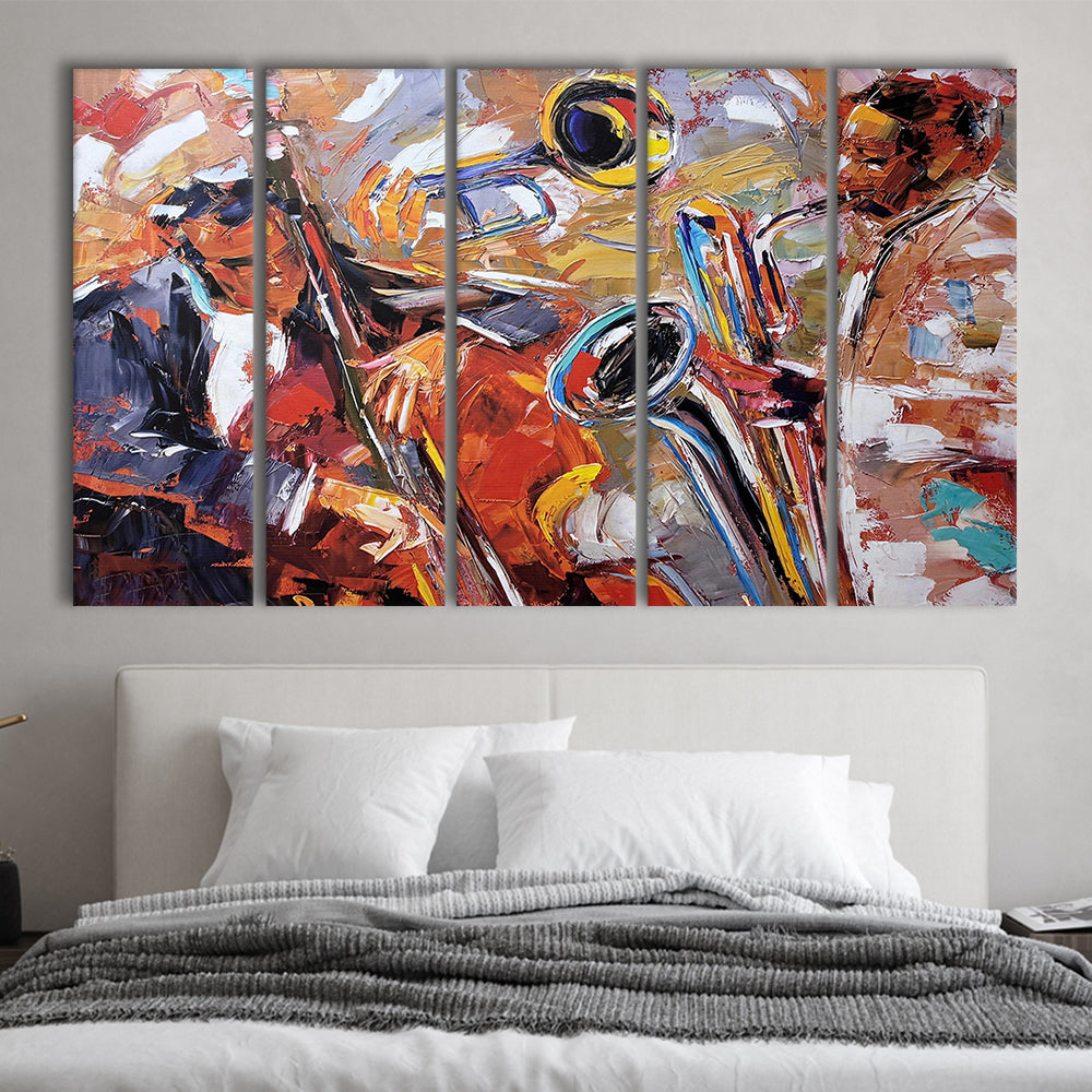 Abstract Jazz Art, Jazz Painting, Music Wall Art, Canvas Art Print, Painting Art, Multi Panels Canvas Print Wall Art