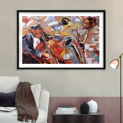 Abstract Jazz Art, Jazz Painting, Music Wall Art, Framed  Print, Painting Art, Framed Art Print White Border Wall Decor