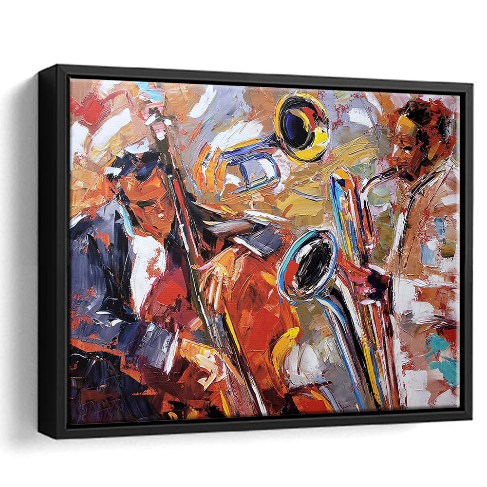 Abstract Jazz Art, Jazz Painting, Music Wall Art, Framed Canvas Print, Painting Art, Floating Framed Canvas Wall Art