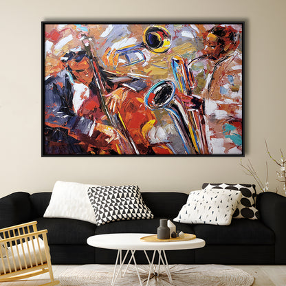 Abstract Jazz Art, Jazz Painting, Music Wall Art, Framed Canvas Print, Painting Art, Floating Framed Canvas Wall Art