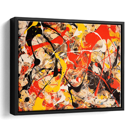 Abstract Mixed Color Red Black Yellow, Framed Canvas Painting, Framed Canvas Prints Wall Art Decor