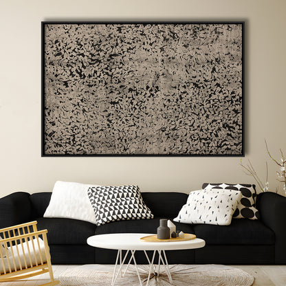 Abstract Neutral Floral Japanese Textile Botanical Framed Canvas Print Wall Art, Large Size Art Minimalist Home Decor