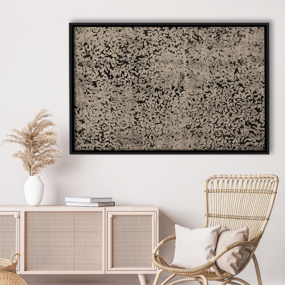 Abstract Neutral Floral Japanese Textile Botanical Framed Canvas Print Wall Art, Large Size Art Minimalist Home Decor