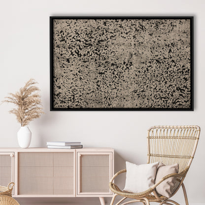 Abstract Neutral Floral Japanese Textile Botanical Framed Canvas Print Wall Art, Large Size Art Minimalist Home Decor