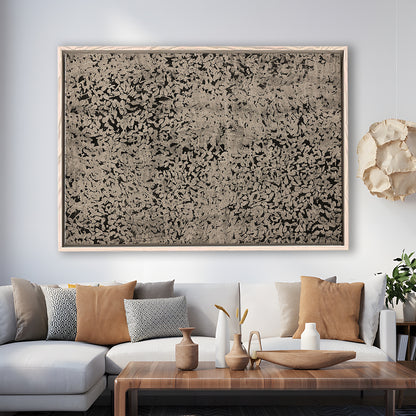 Abstract Neutral Floral Japanese Textile Botanical Framed Canvas Print Wall Art, Large Size Art Minimalist Home Decor