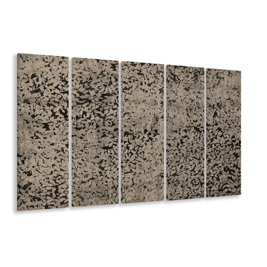 Abstract Neutral Floral Japanese Textile Botanical 5 Panels Canvas Print Wall Art, Large Size Art Minimalist Home Decor