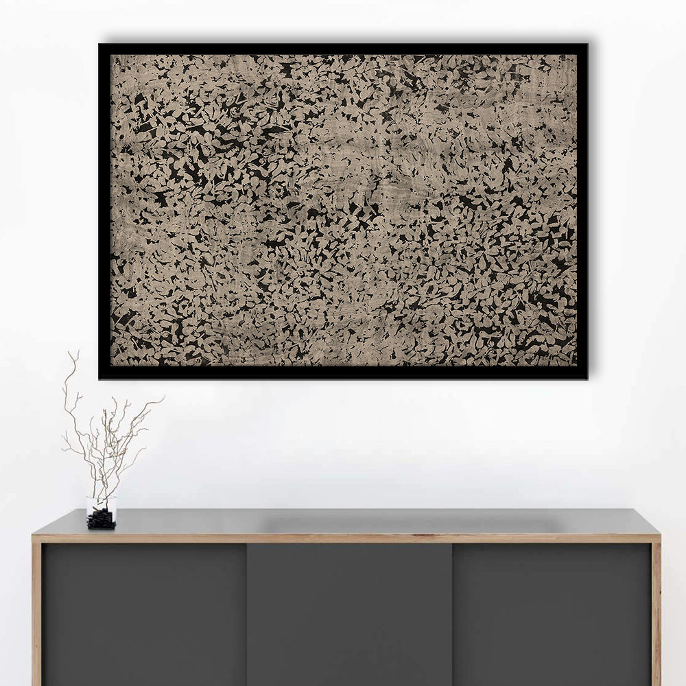 Abstract Neutral Floral Japanese Textile Botanical Framed Art Print Wall Decor, Large Size Art Minimalist Home Decor