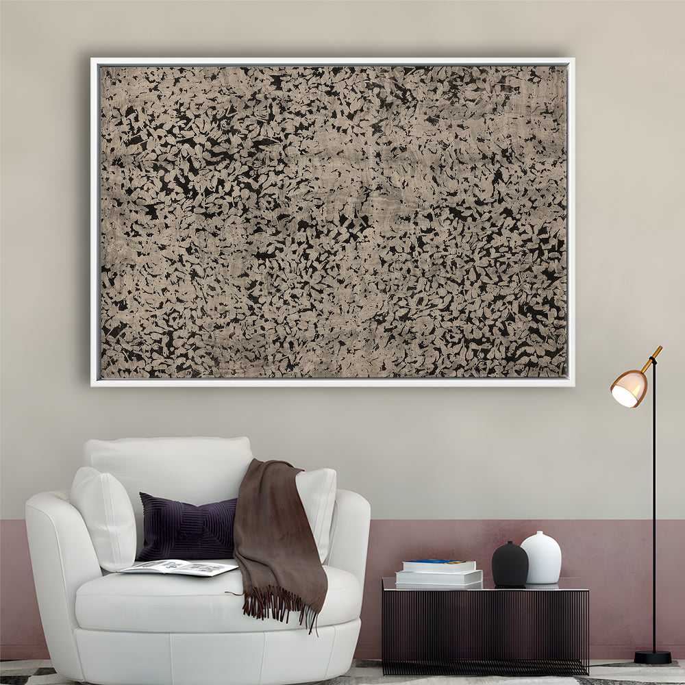 Abstract Neutral Floral Japanese Textile Botanical Framed Canvas Print Wall Art, Large Size Art Minimalist Home Decor