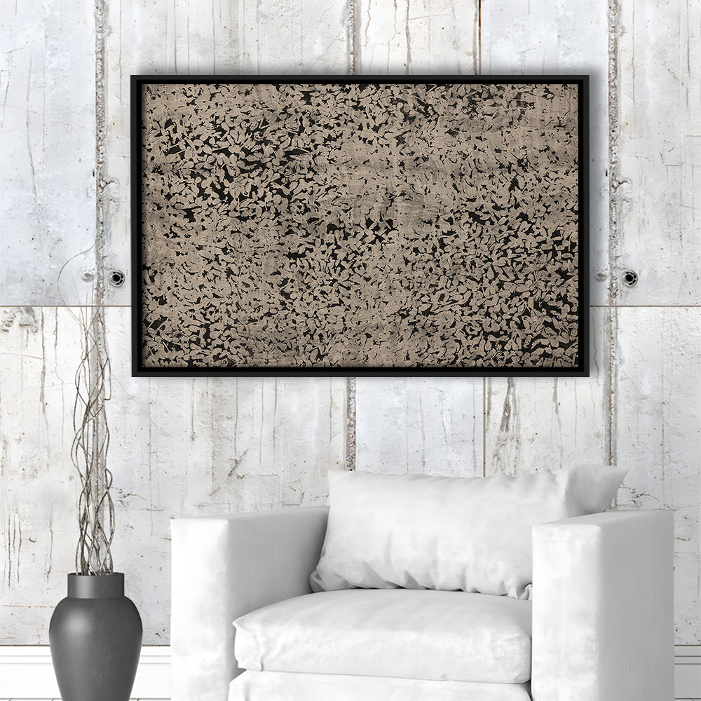 Abstract Neutral Floral Japanese Textile Botanical Framed Canvas Print Wall Art, Large Size Art Minimalist Home Decor