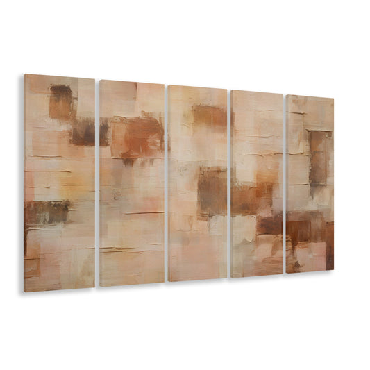 Abstract Oil Painting Gallery 5 Panels Canvas Print Wall Art, Mid Century Modern Large Canvas Wall Art, Cottage Core Decor