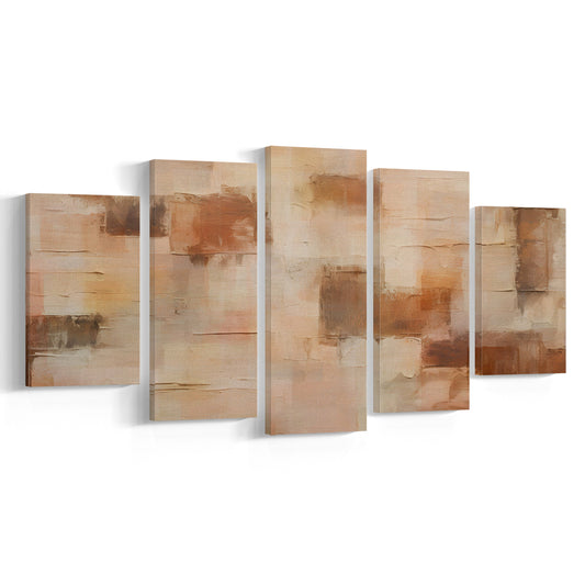 Abstract Oil Painting Gallery Mixed Canvas Print Wall Art, Mid Century Modern Large Canvas Wall Art, Cottage Core Decor