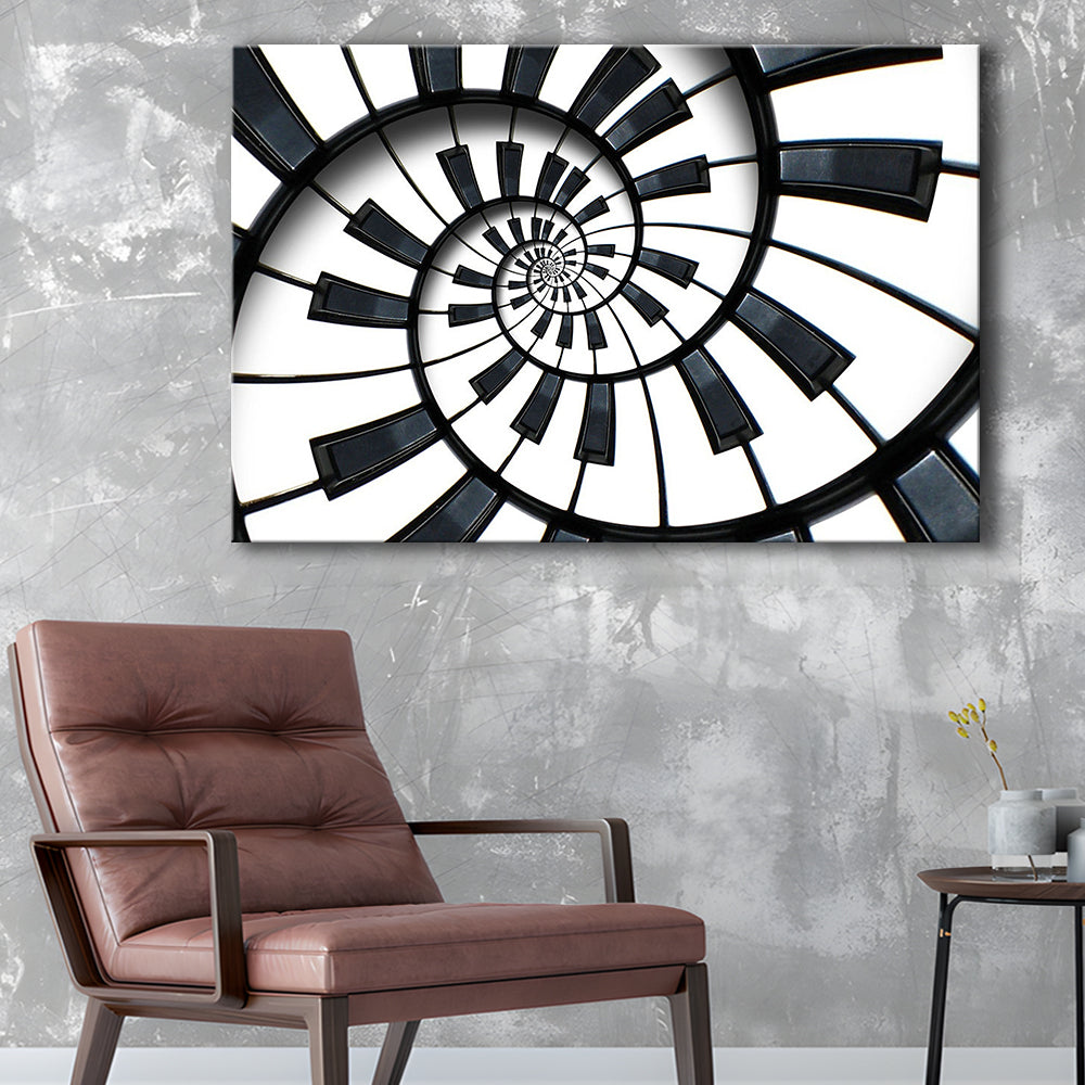 Abstract Piano Keyboard Art, Contemporary Black & White Wall Art, Cavas Print Wall Art Hom Decor