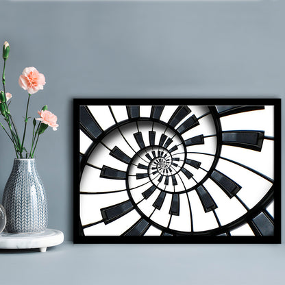 Abstract Piano Keyboard Art, Contemporary Black & White Wall Art, Framed Art Print, Picture Framed