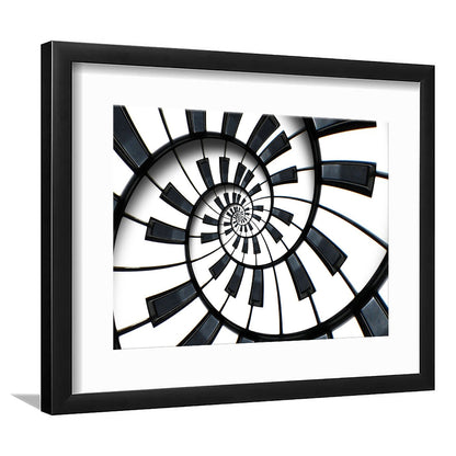 Abstract Piano Keyboard Art, Contemporary Black & White Wall Art, Framed Art Print White Border