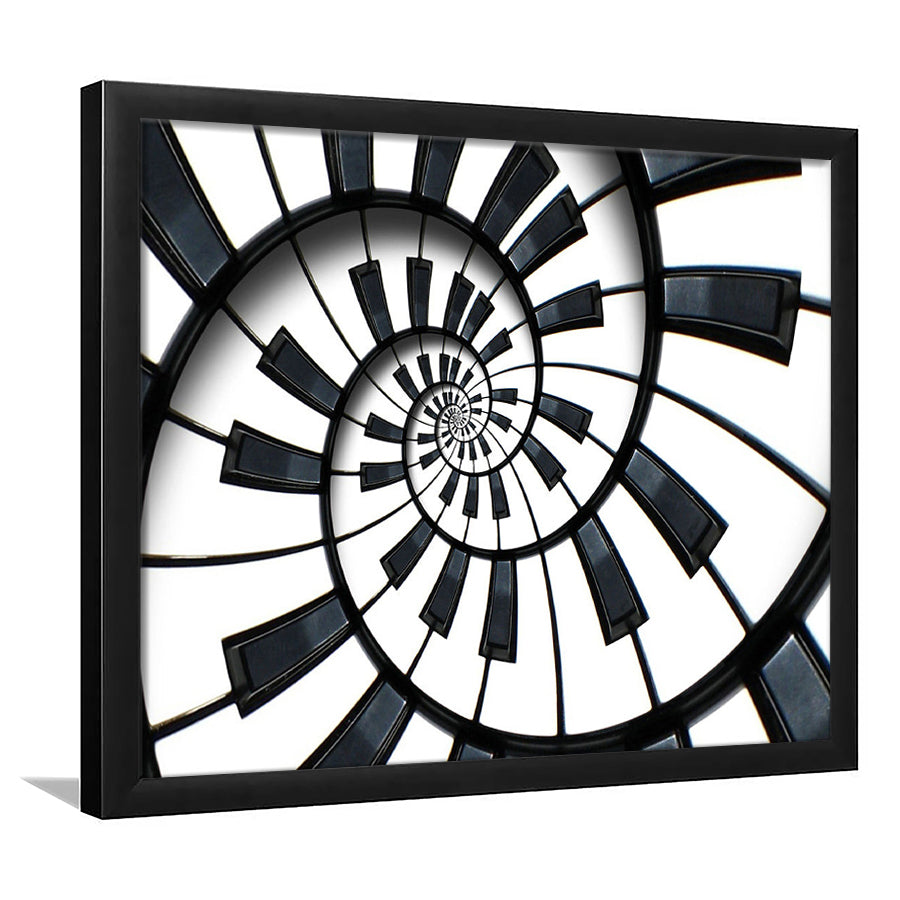 Abstract Piano Keyboard Art, Contemporary Black & White Wall Art, Framed Art Print, Picture Framed