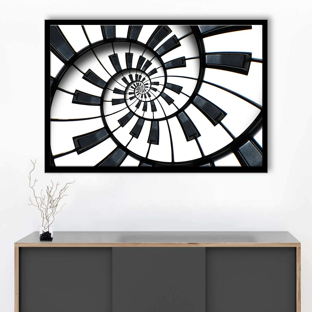 Abstract Piano Keyboard Art, Contemporary Black & White Wall Art, Framed Art Print, Picture Framed