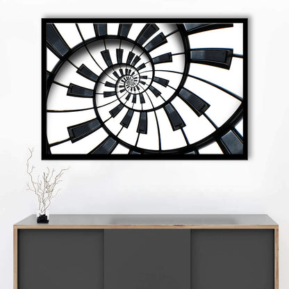 Abstract Piano Keyboard Art, Contemporary Black & White Wall Art, Framed Art Print, Picture Framed