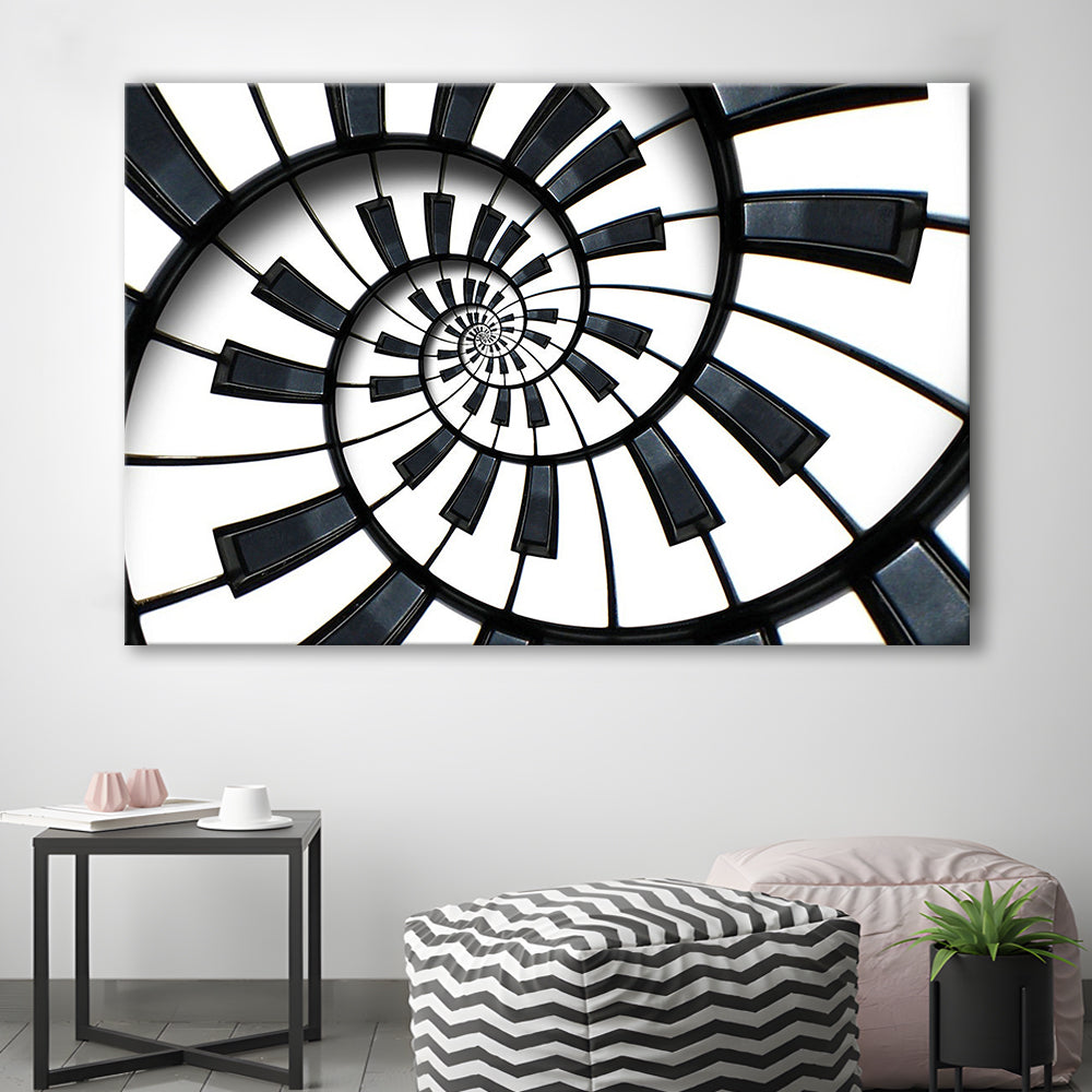 Abstract Piano Keyboard Art, Contemporary Black & White Wall Art, Cavas Print Wall Art Hom Decor